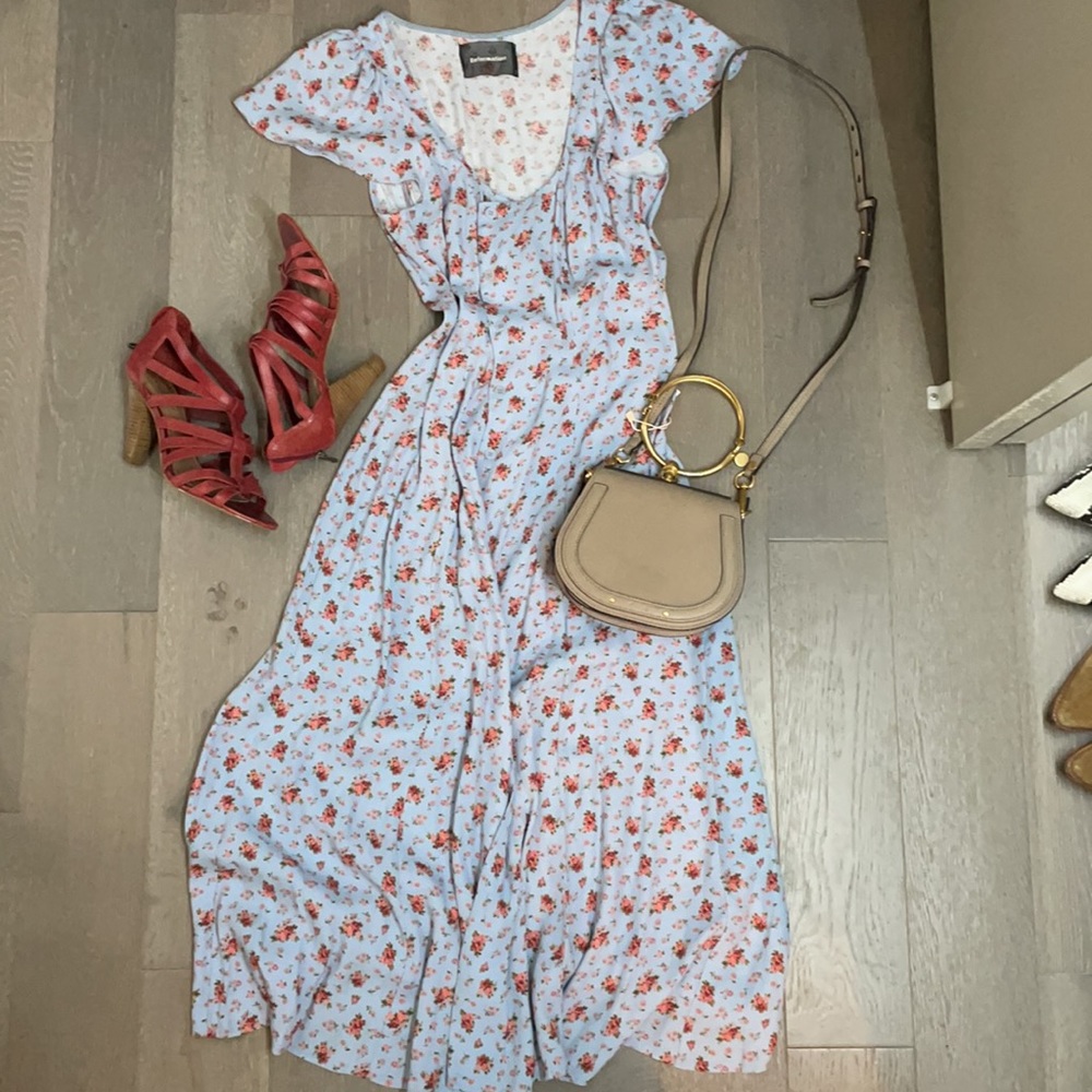 Reformation Harbor Petunia Floral Midi Dress Sz 4